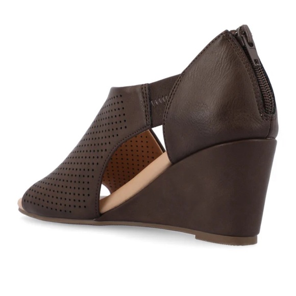 🀄️♣️ JOURNEE COLLECTION ARETHA WEDGE HEEL SANDALS IN FAUX LEATHER SIZE 7 1/2 - Picture 8 of 16